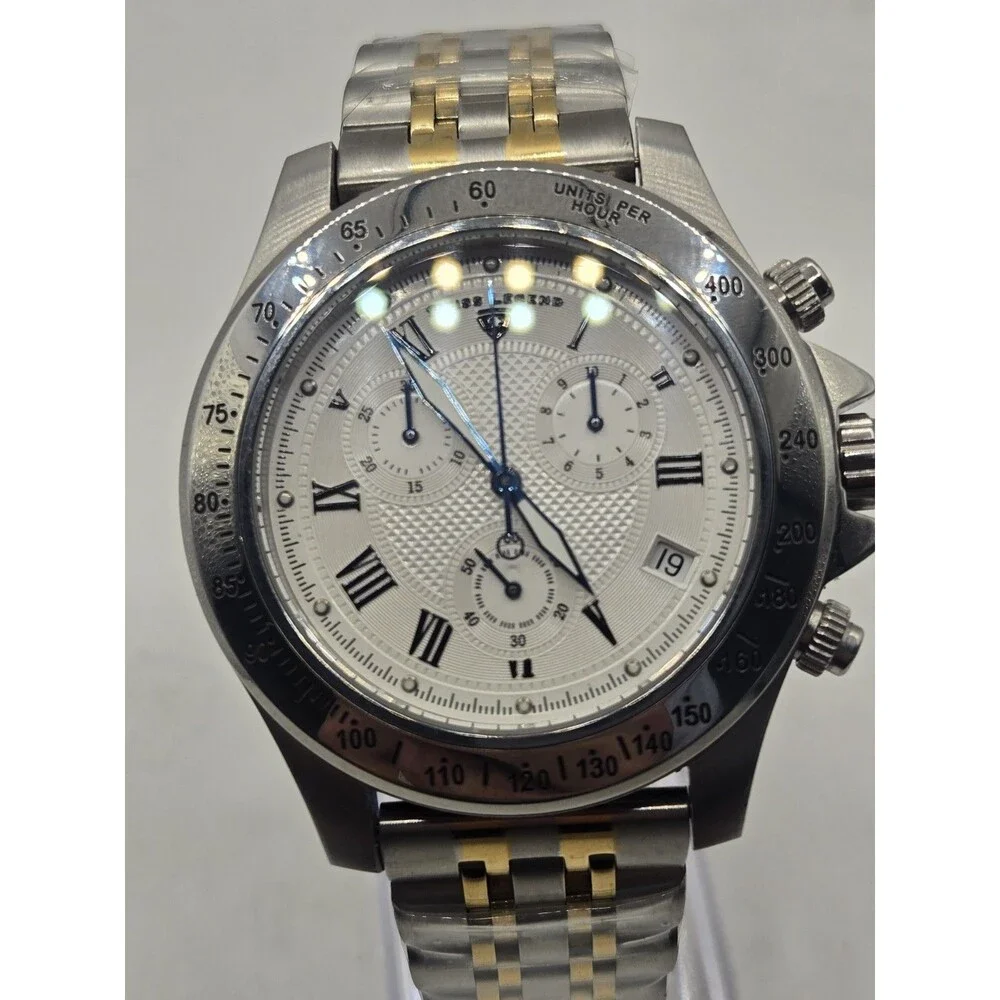 Swiss Legend Chronograph Quartz Men's Watch. New Two Tone Stainless Steel Band.